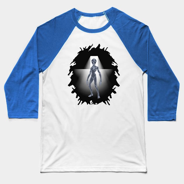 Midnight Alien Visitor Baseball T-Shirt by AngelFlame